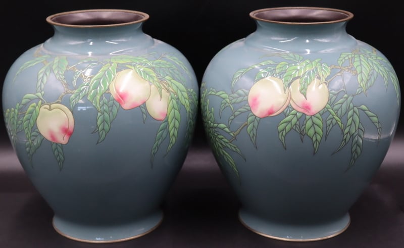 Appraisal: PAIR OF SIGNED JAPANESE ANDO JUBEI ENAMEL VASES Pair of