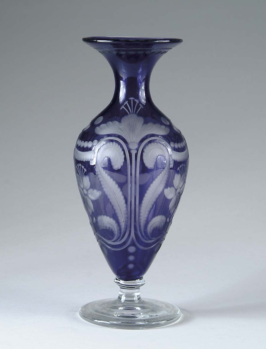 Appraisal: LIBBEY ART GLASS VASE Amethyst cut to clear with an