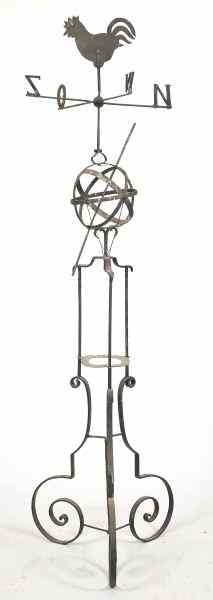 Appraisal: Wrought Iron Painted Weather Vanewith tripod scroll and strap supports