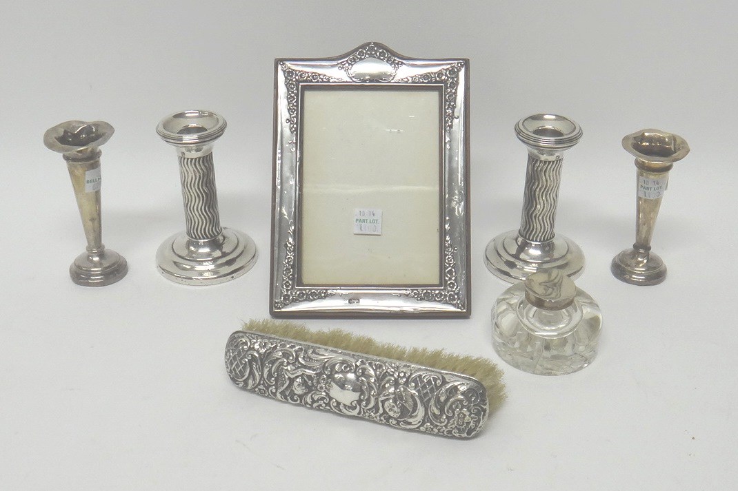 Appraisal: Silver and silver mounted wares comprising a shaped rectangular photograph