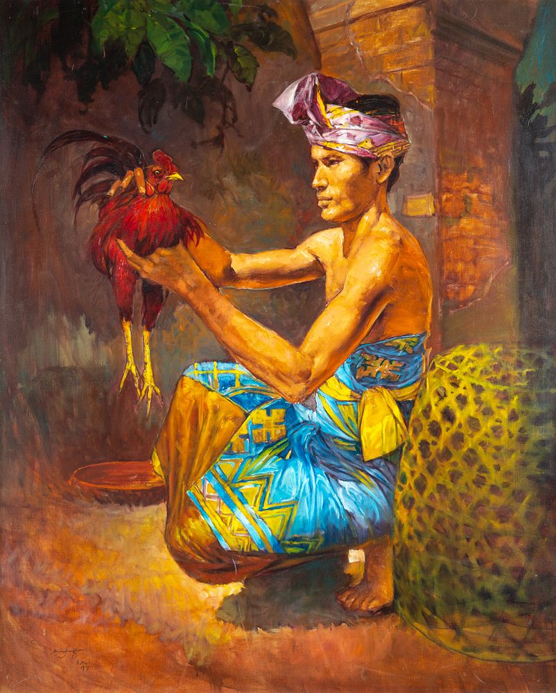 Appraisal: SAMBODJA INDONESIAN B SAMBODJA INDONESIAN B Man with a Rooster