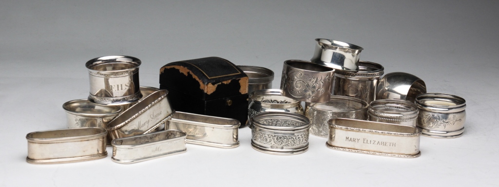 Appraisal: American nineteenth and th centuries Seventeen napkin rings in various