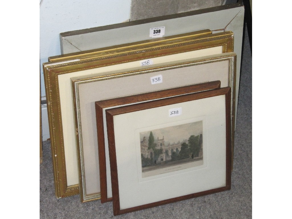 Appraisal: Lot comprising three engravings two watercolours and an oil on