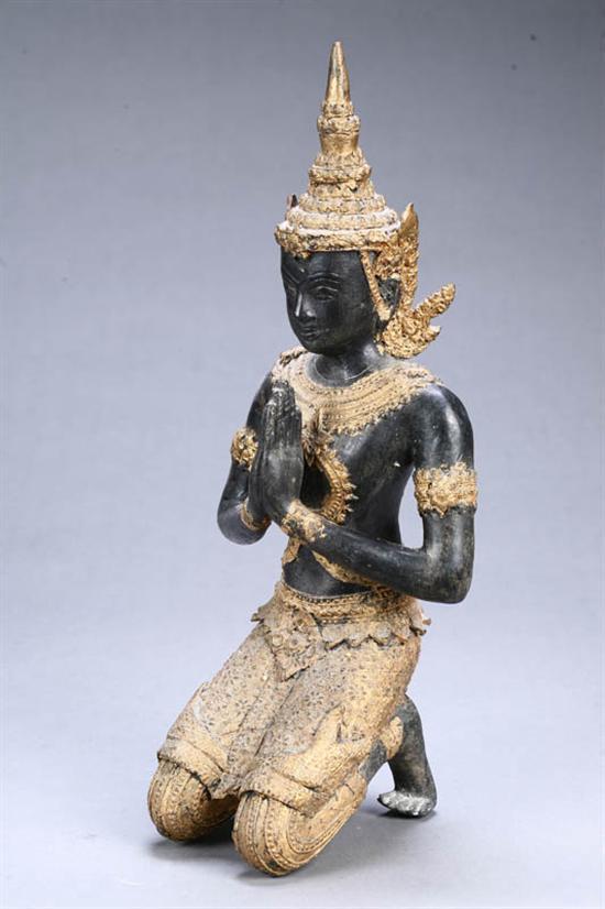 Appraisal: STATUE OF A BODISATVA Asian th century bronze Kneeling figure