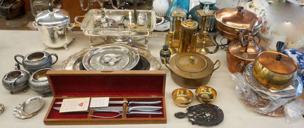 Appraisal: GROUP OF SILVER PLATE COPPER AND BRASSWAREGroup of Silver Plate