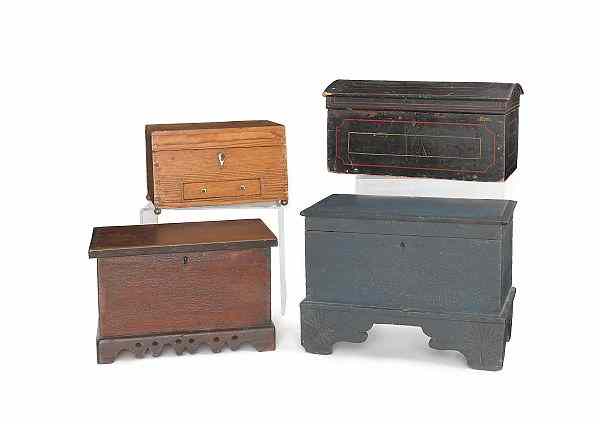 Appraisal: Four miniature chests th c tallest - h w