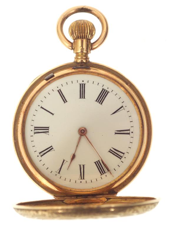 Appraisal: ATTRACTIVE HUNTER CASED LADY'S POCKET WATCH with engraved case and