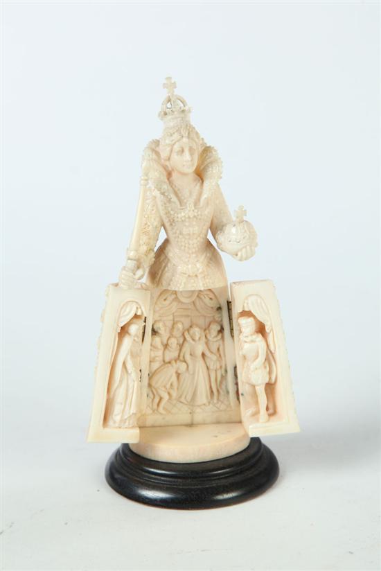 Appraisal: IVORY FIGURE OF QUEEN ELIZABETH WITH TRIPTYCH European late th