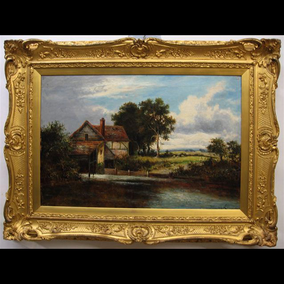 Appraisal: WILLIAM LANGLEY - BRITISH A SURREY MILL OIL ON CANVAS