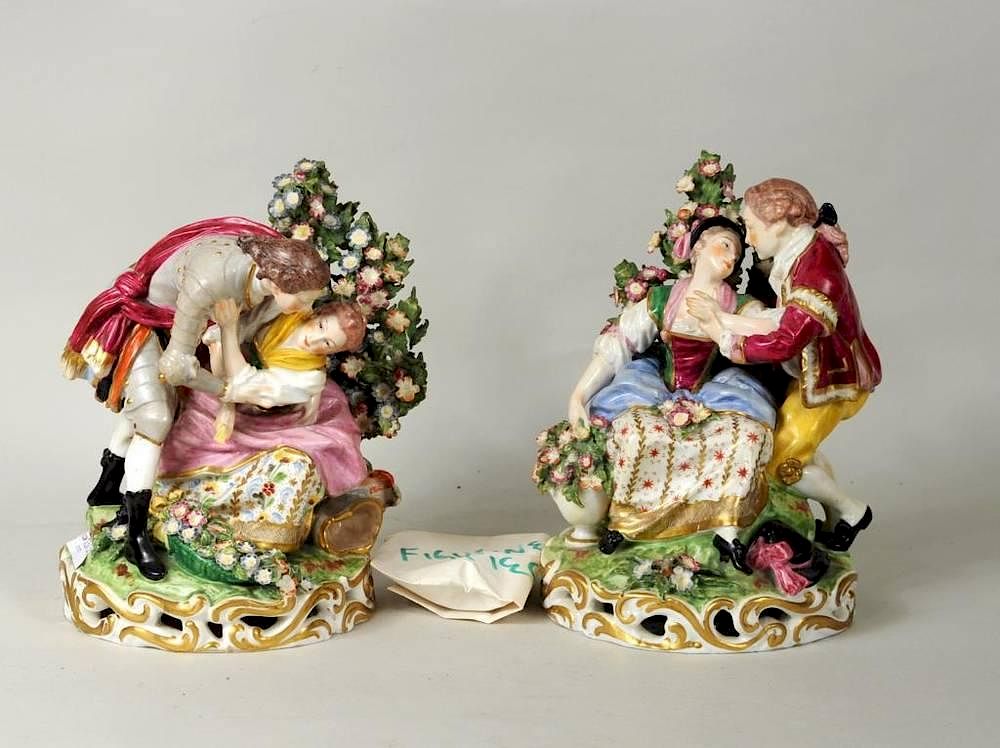 Appraisal: Two Dresden Porcelain Figural Groups Two Dresden porcelain figural groups