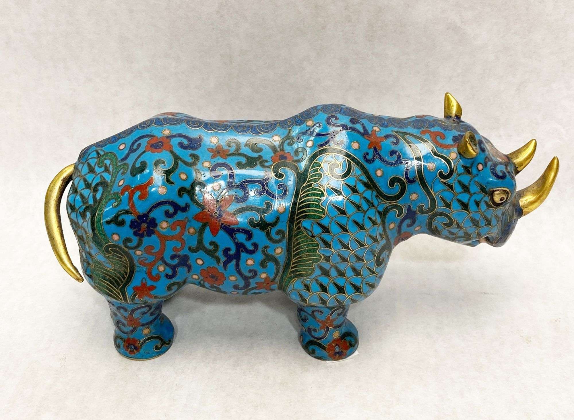 Appraisal: Chinese Cloisonne Rhinoceros Figure tall long Condition Good no noticeable