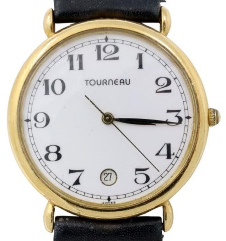 Appraisal: Gent's kt yellow gold case wristwatch Tourneau white enamel dial