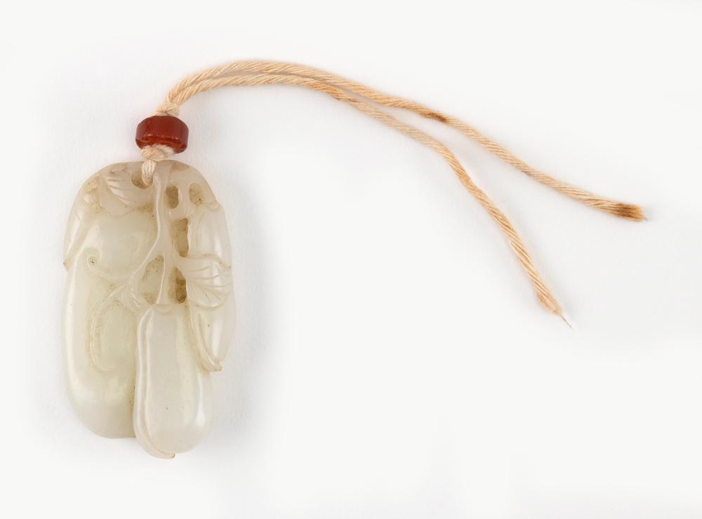 Appraisal: CHINESE CARVED WHITE JADE PENDANT LENGTH CHINESE CARVED WHITE JADE