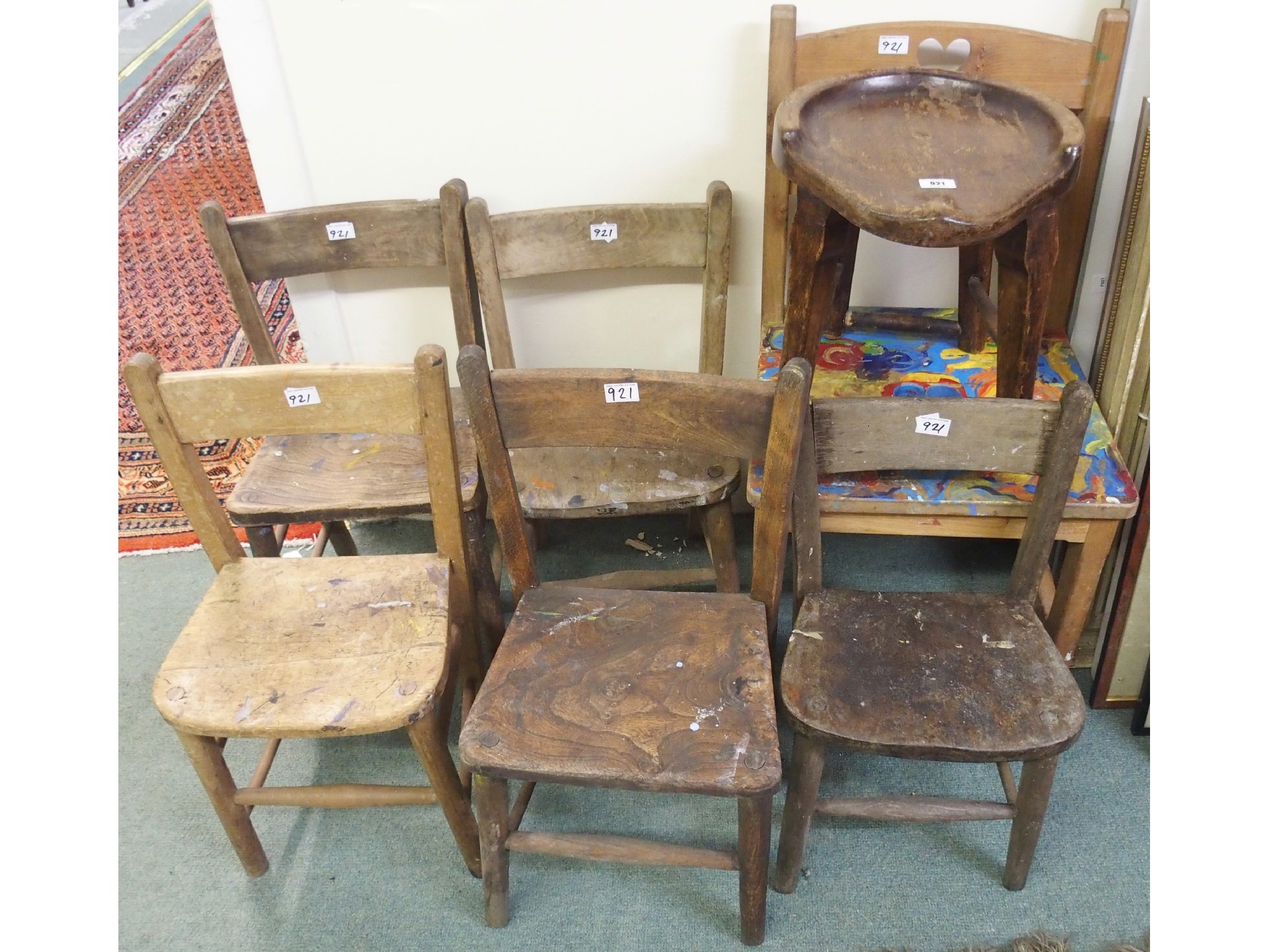 Appraisal: Five child's chairs stool and a painted chair