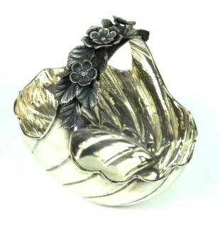 Appraisal: VINTAGE STERLING SILVER FLORAL BASKET Vintage sterling silver floral basket