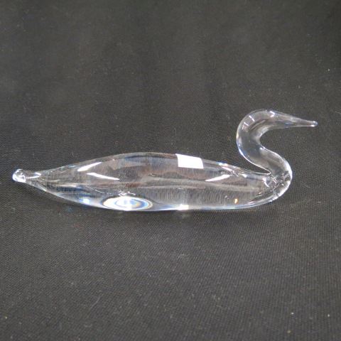 Appraisal: Steuben Crystal Figurine of a Long Duck signed excellent