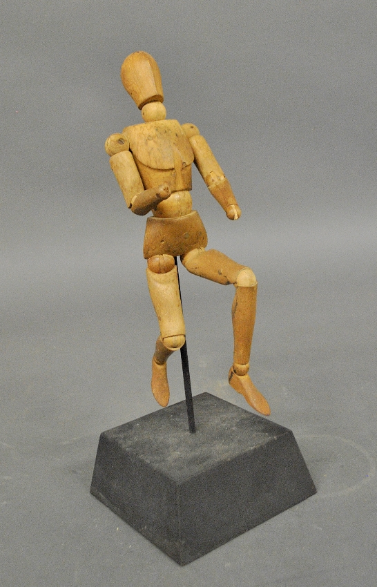 Appraisal: - Articulated wood artist model mounted on a wood stand