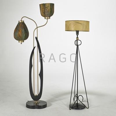 Appraisal: RETRO Two floor lamps one two-light with organic base other