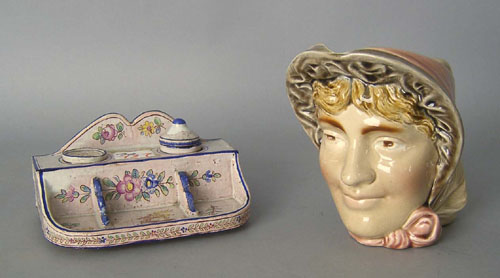 Appraisal: Quimper inkwell together with a toby jug