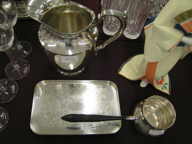 Appraisal: Pcs Silverplate water pitcher gallery tray sauce boat