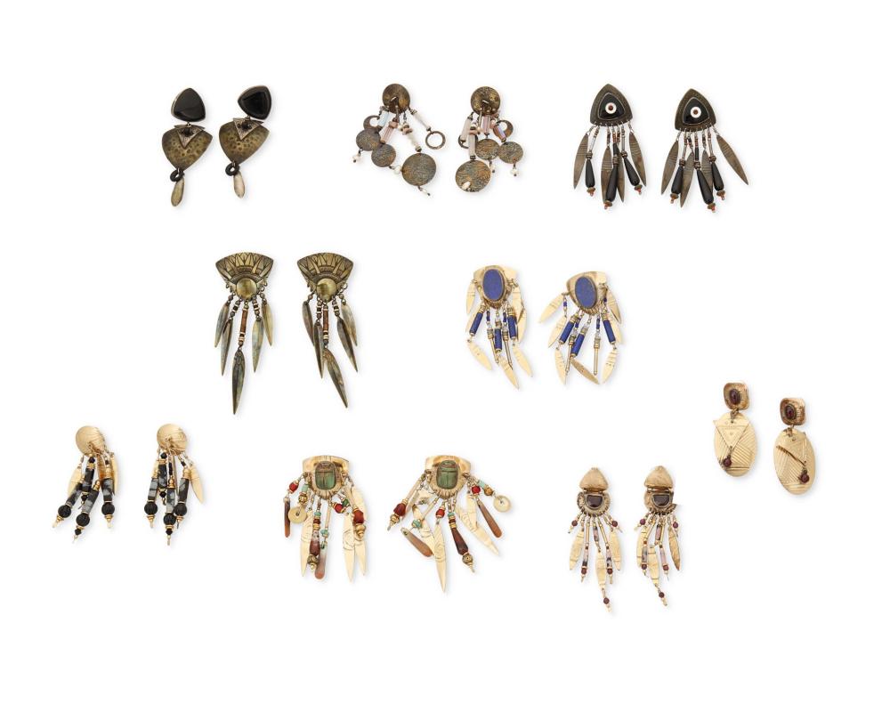 Appraisal: A group of Tabra Tunoa earrings Most earrings signed for