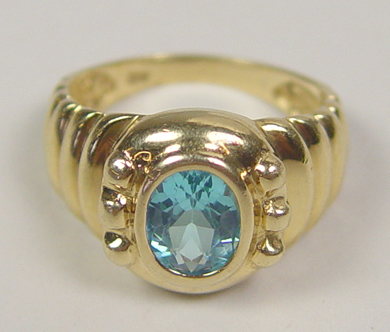 Appraisal: Ladies K Yellow Gold Blue Topaz Ring k yellow gold