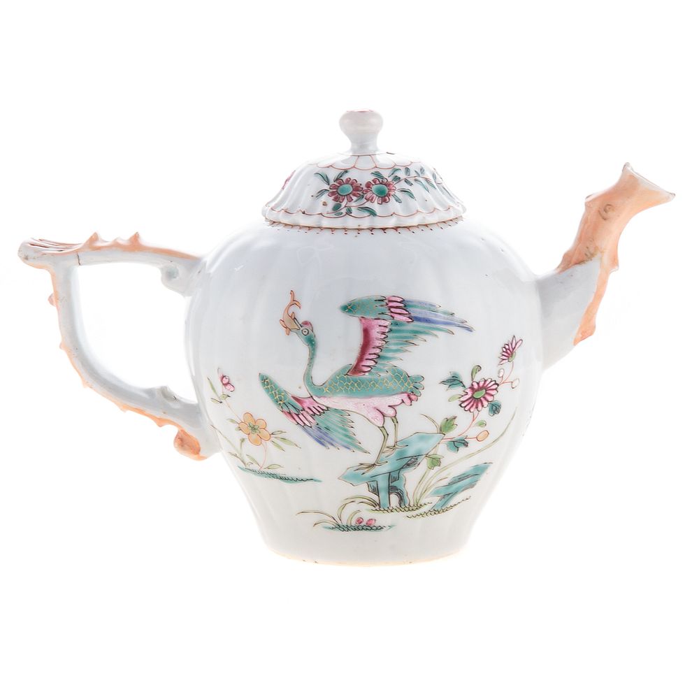 Appraisal: Chinese Export Famille Rose Globular Teapot Circa - ribbed globular