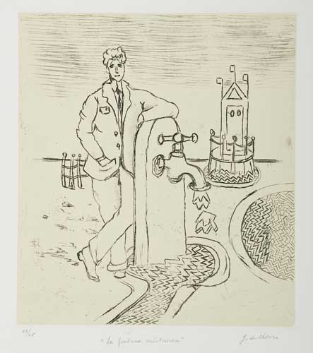 Appraisal: GIORGIO DE CHIRICO La Fontana del Mister Lithograph on cream