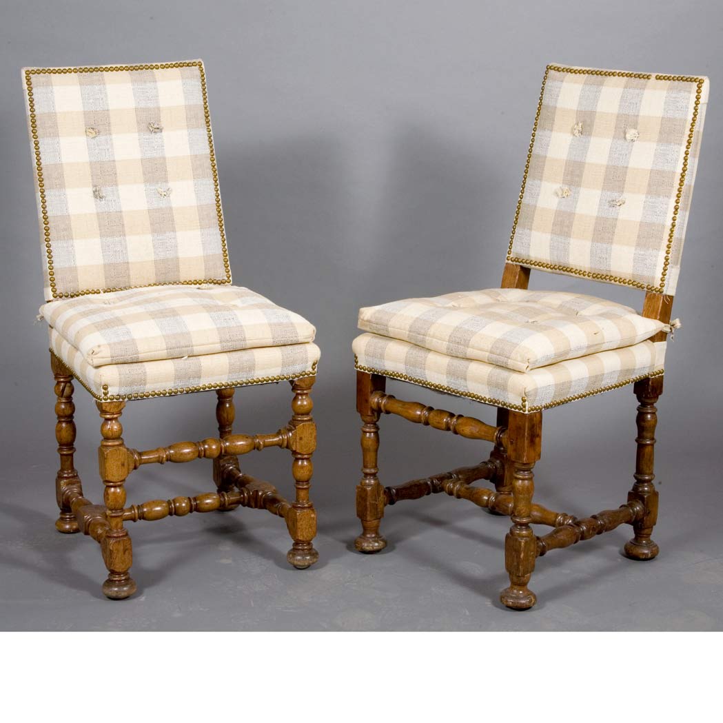 Appraisal: Assembled Set of Four Louis XIII Style Oak Side Chairs