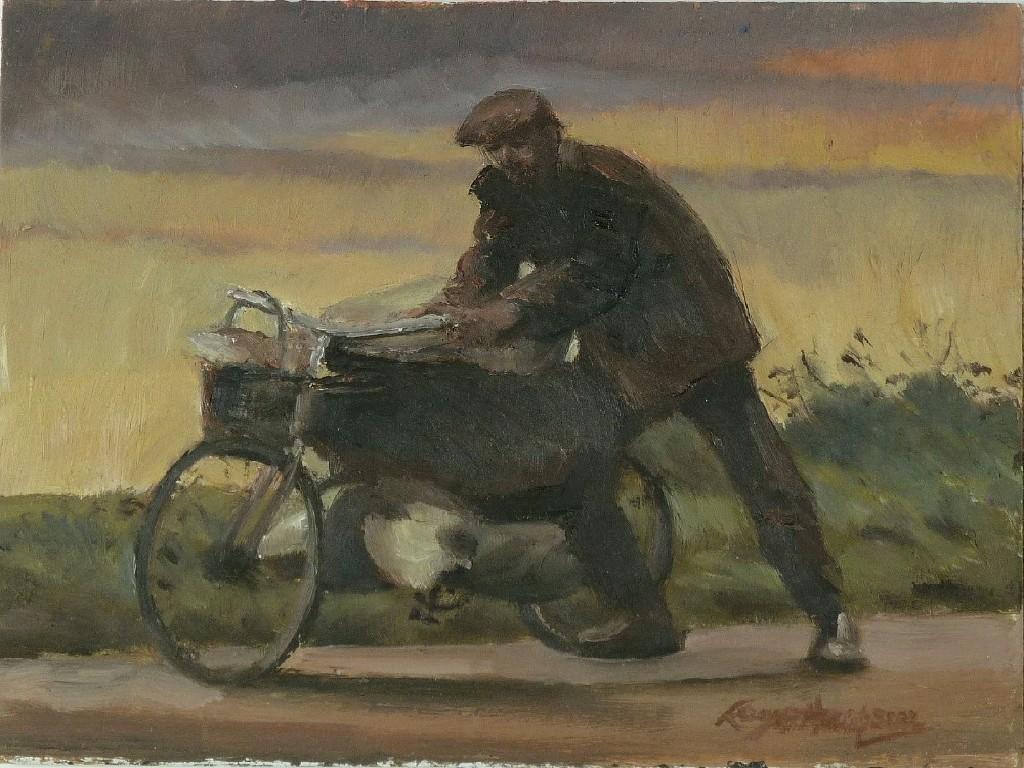 Appraisal: ROGER HAMPSON - OIL PAINTING ON BOARD 'The Coal picker