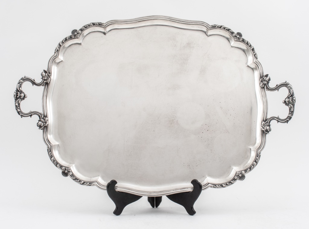 Appraisal: ITALIAN SILVER BAROQUE REVIVAL TRAY S Massive Italian Baroque revival