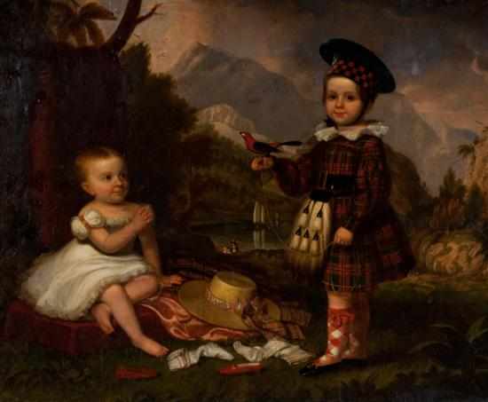 Appraisal: Scottish School th century Double Portrait of Children in a