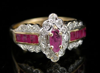 Appraisal: A Ruby and Diamond Ring k yellow and white gold