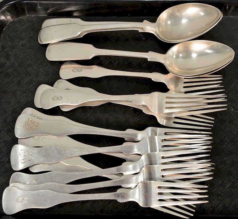 Appraisal: Continental silver flatware spoons and forks t oz Continental silver