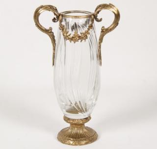 Appraisal: FRENCH BRONZE MOUNTED ART NOVEAU CUT CRYSTAL VASE FRENCH BRONZE