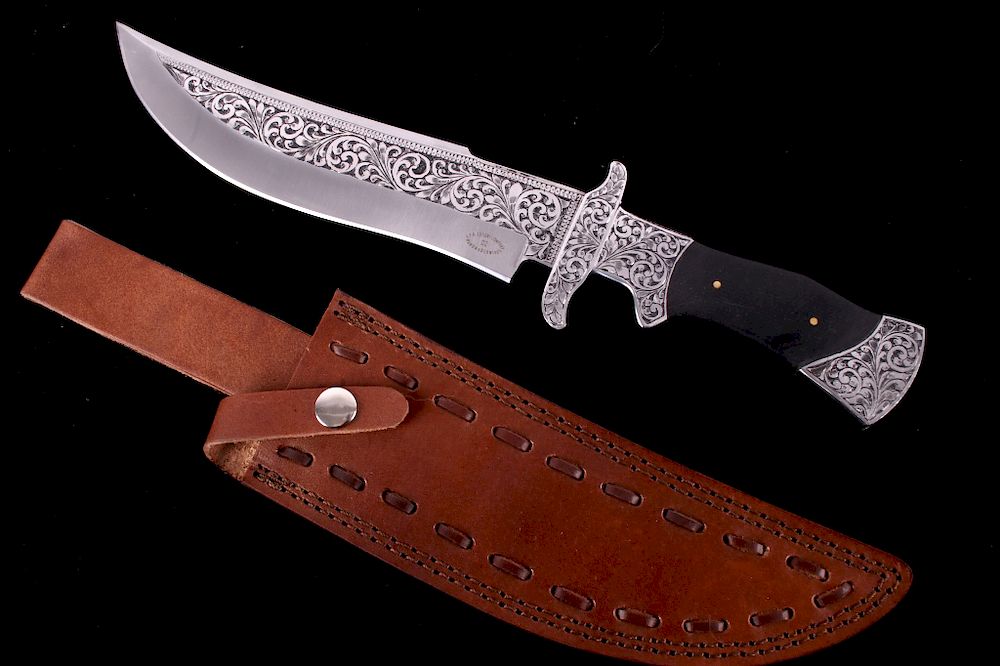 Appraisal: Engraved Exquisite D Steel Bowie Knife CFK USA The lot