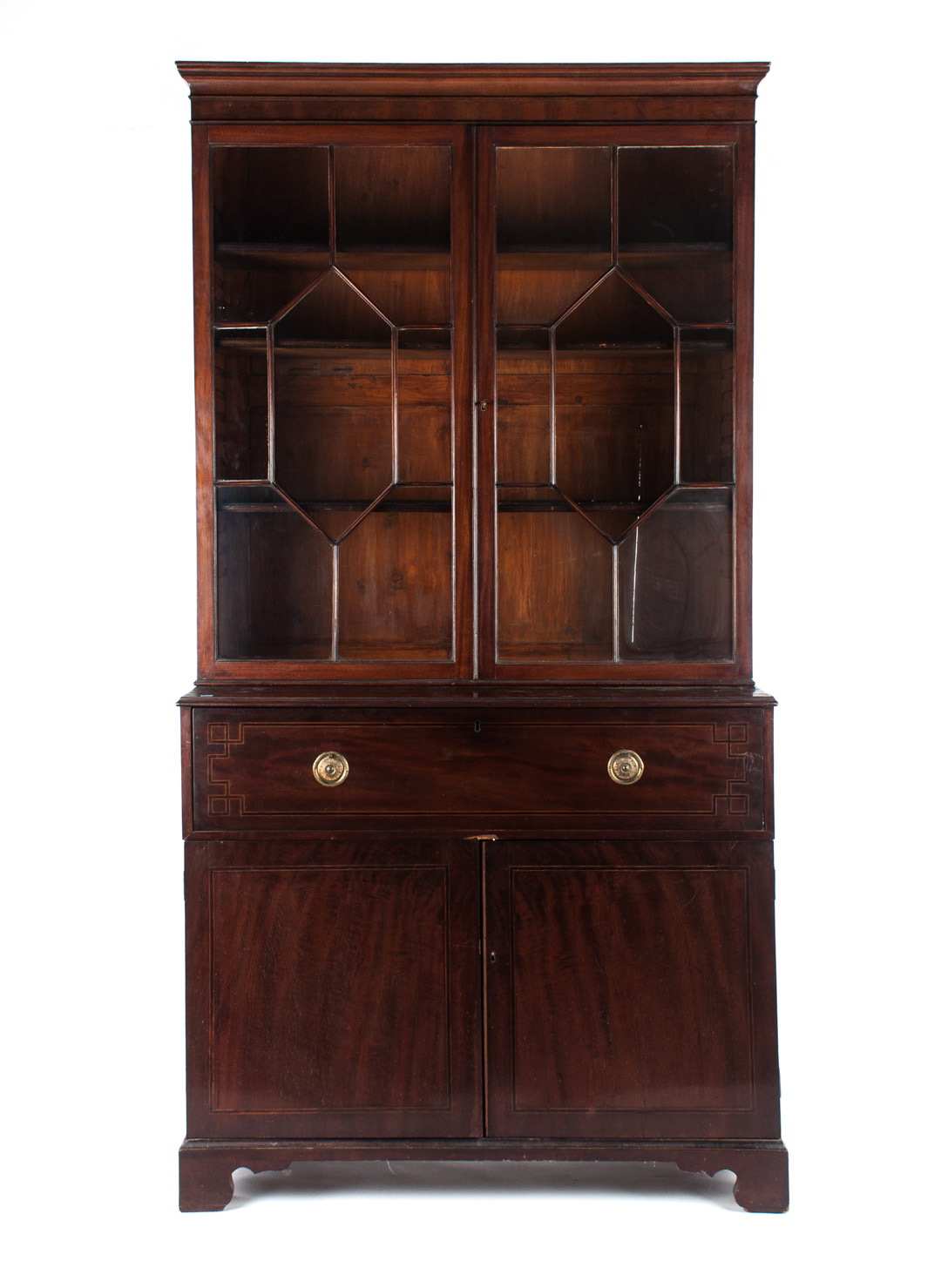 Appraisal: Regency mahogany butler's desk circa with associated glazed panel bookcase