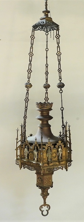 Appraisal: CONTINENTAL GOTHIC SILVERED GILT BRONZE FIXTURE Europe th CenturyGilt and