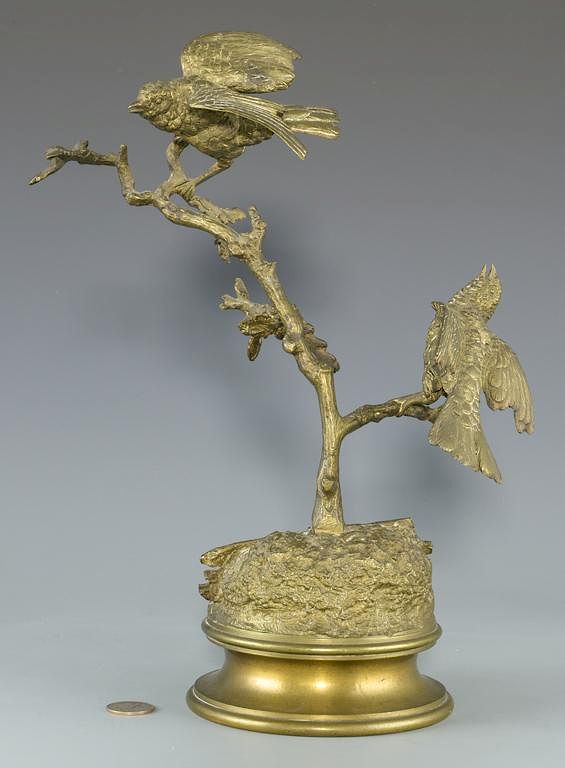 Appraisal: French F Pautrot Bronze of Birds Ferdinand Pautrot France -