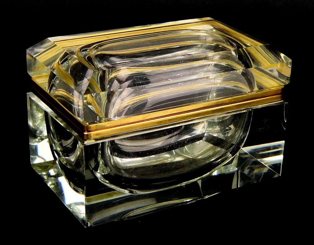 Appraisal: HEAVY CRYSTAL CONTINENTAL VINTAGE JEWELRY CASKET From a Palm beach