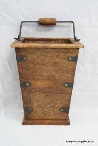 Appraisal: Primitive Hardwood Square BucketThis is a hand made primitive hardwood