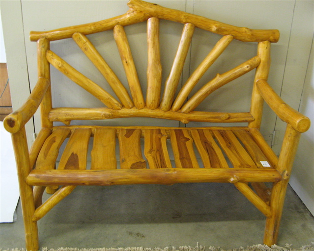 Appraisal: RUSTIC STICK FURNITURE SETTEE hand crafted all peeled wood stick