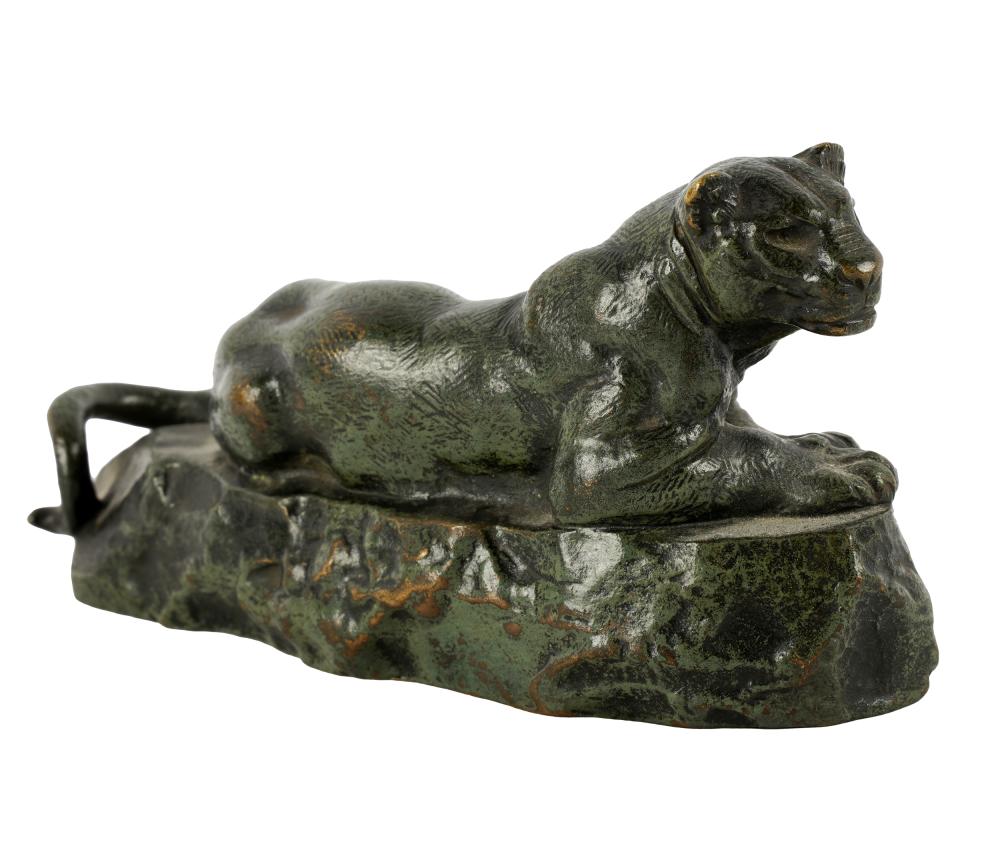 Appraisal: ANTOINE-LOUIS BARYE - PANTHERbronze with green patination signed in casting