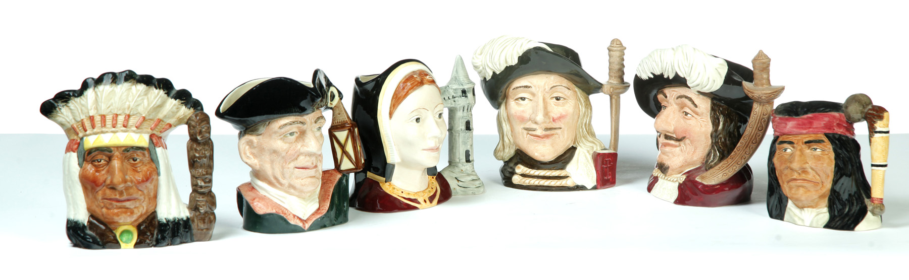 Appraisal: COLLECTION OF SIX ROYAL DOULTON CHARACTER JUGS England mid-to-late th