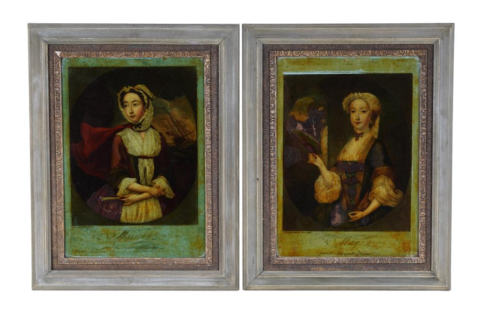 Appraisal: PAIR OF REVERSE PAINTED PORTRAITSProvenance Gelbart estate Palm Desert CA