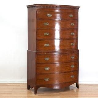 Appraisal: George III mahogany chest-on-chest Late th c with satinwood banded