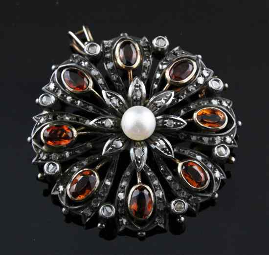 Appraisal: A Victorian gold and silver diamond citrine and pearl set