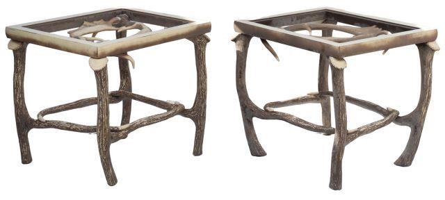 Appraisal: pair Cast aluminum outdoor side tables Lazy CF Ranch st