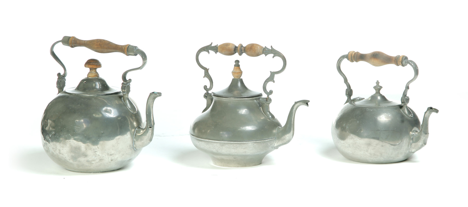 Appraisal: THREE EUROPEAN HOT WATER KETTLES Nineteenth century h to h