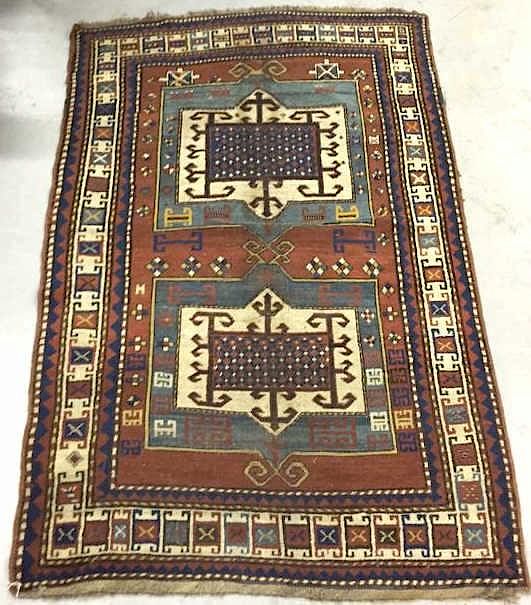 Appraisal: Colorful Kazak Hall Carpet Colorful Kazak hall carpet ' l